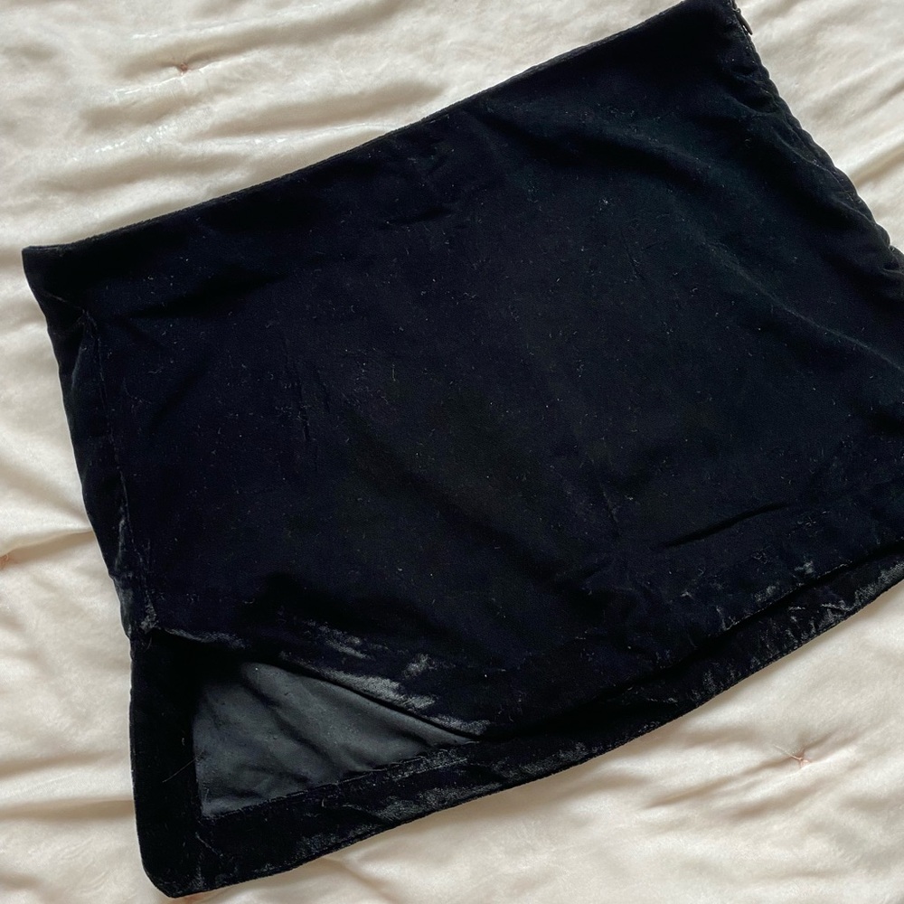 free people black velvet mini skirt